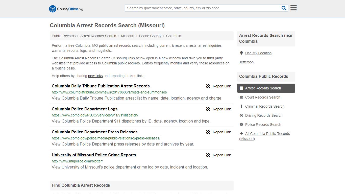 Arrest Records Search - Columbia, MO (Arrests & Mugshots) - County Office
