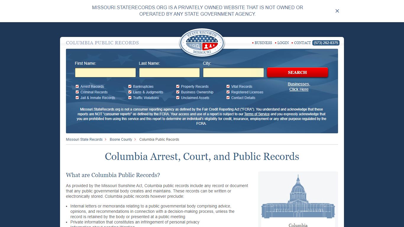 Columbia Arrest and Public Records | Missouri.StateRecords.org